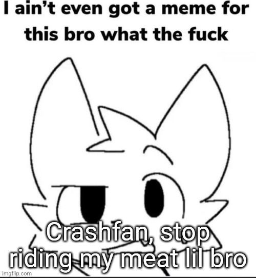 I ain't even got a meme for this | Crashfan, stop riding my meat lil bro | image tagged in i ain't even got a meme for this | made w/ Imgflip meme maker