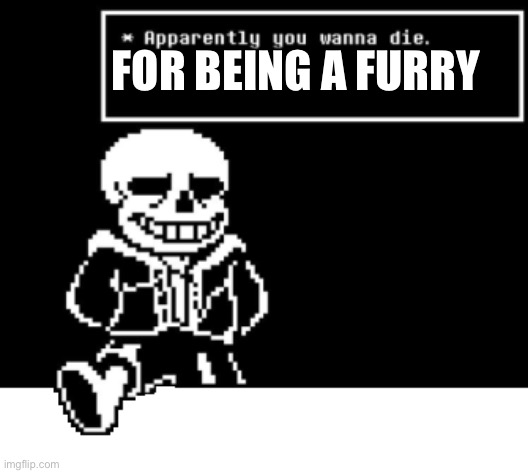 Sans is Mad | FOR BEING A FURRY | image tagged in sans is mad | made w/ Imgflip meme maker