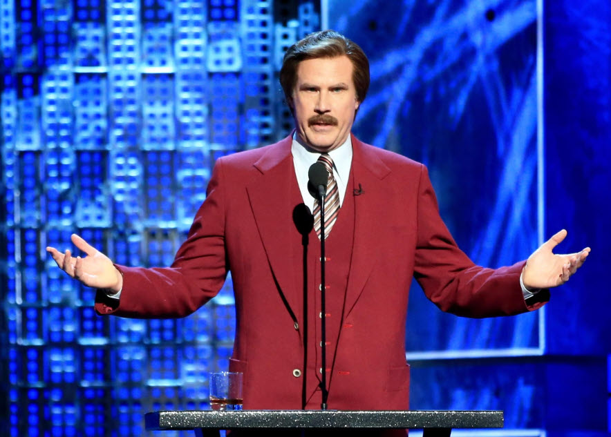 Ron Burgundy at the mic Blank Meme Template
