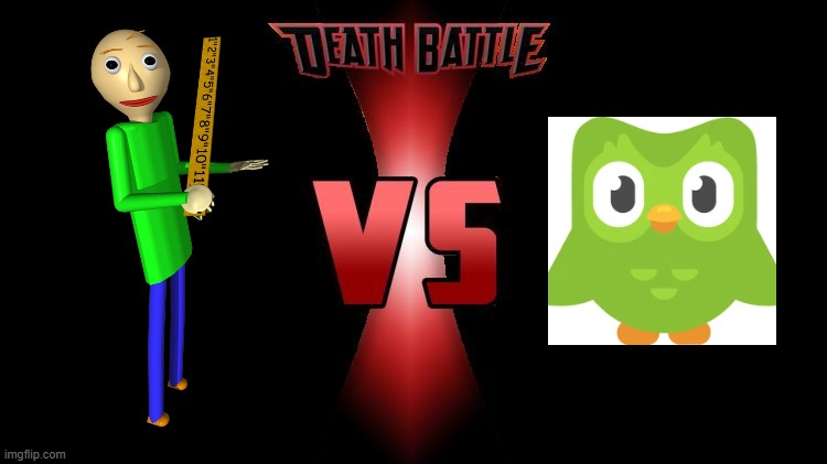 Baldi vs Duo (Baldi's Basics vs Duolingo | image tagged in death battle,baldi's basics,duolingo | made w/ Imgflip meme maker