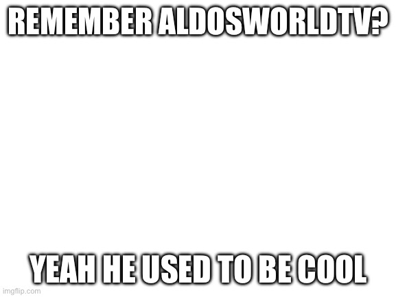 Blank White Template | REMEMBER ALDOSWORLDTV? YEAH HE USED TO BE COOL | image tagged in blank white template | made w/ Imgflip meme maker