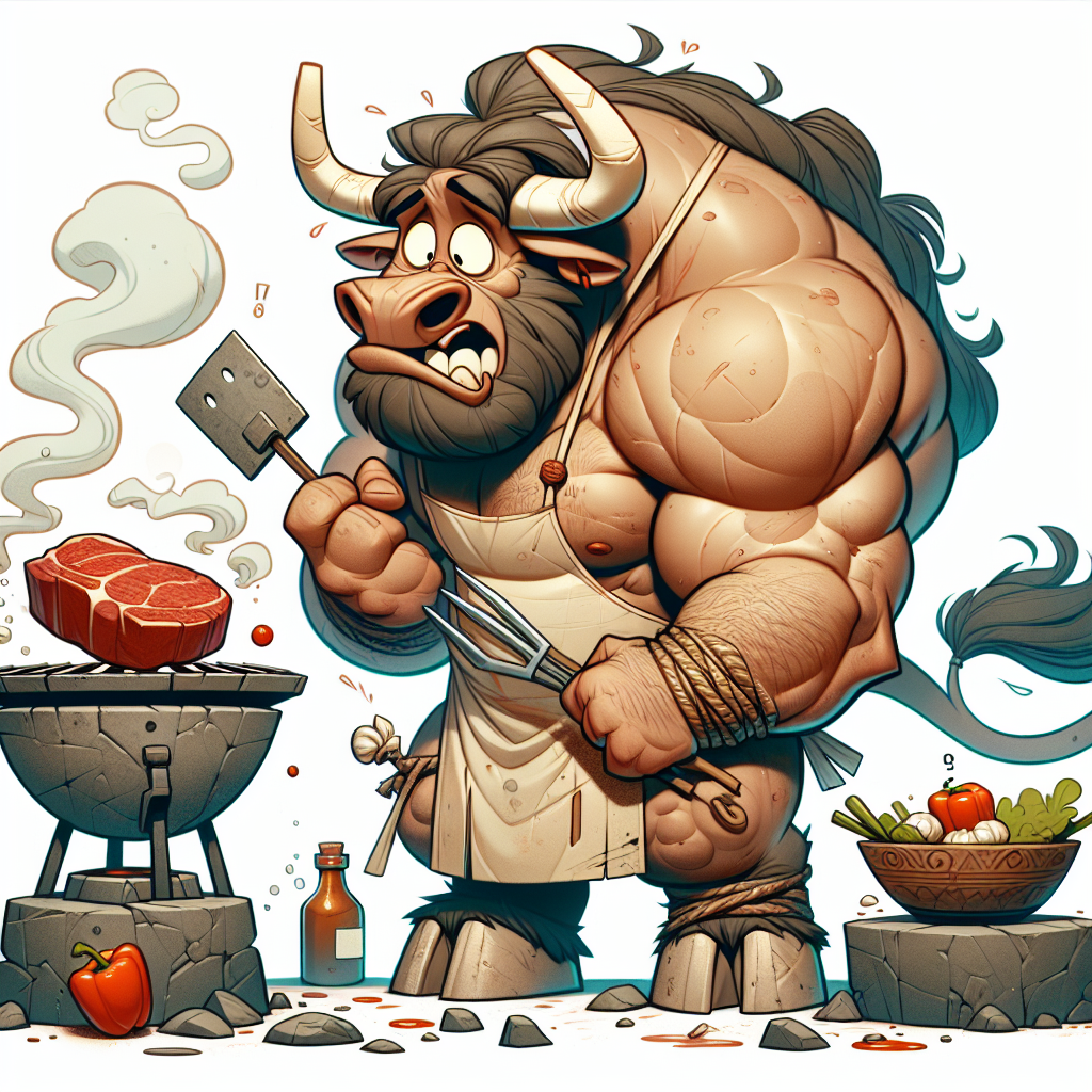 Minotaur burns steak funny Blank Meme Template