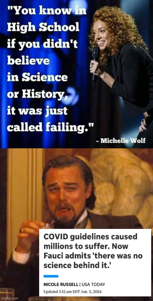 Follow the fake science | image tagged in memes,laughing leo,politics lol,derp,government corruption | made w/ Imgflip meme maker