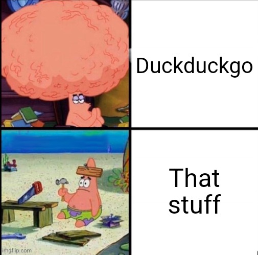 patrick big brain | Duckduckgo That stuff | image tagged in patrick big brain | made w/ Imgflip meme maker