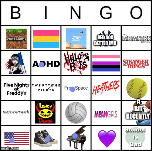 I only watch jschlatt for CoC and presentation videos tbh | RED SOX BETTER IMO; A BIT RECENTLY | image tagged in gay bingo | made w/ Imgflip meme maker