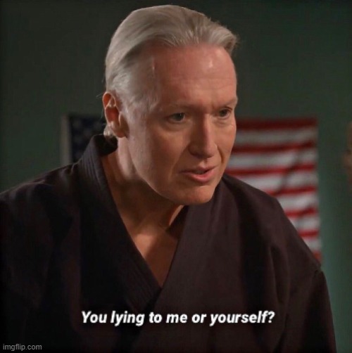 You lying to me or to yourself? | image tagged in you lying to me or to yourself | made w/ Imgflip meme maker