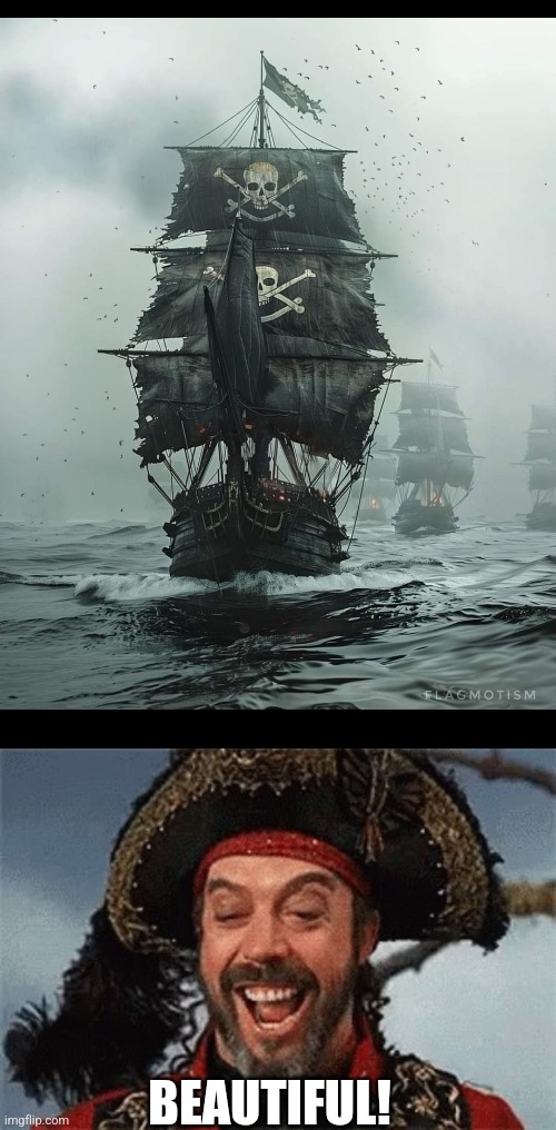 A REAL BEAUTY | BEAUTIFUL! | image tagged in tim curry pirate,pirates,pirate | made w/ Imgflip meme maker