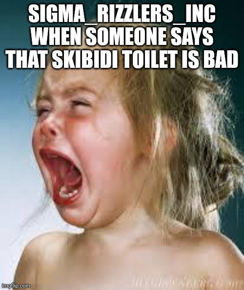 They're all snowflakes | SIGMA_RIZZLERS_INC WHEN SOMEONE SAYS THAT SKIBIDI TOILET IS BAD | image tagged in crying baby,snowflakes,sigma_rizzlers_inc,skibidi toilet | made w/ Imgflip meme maker