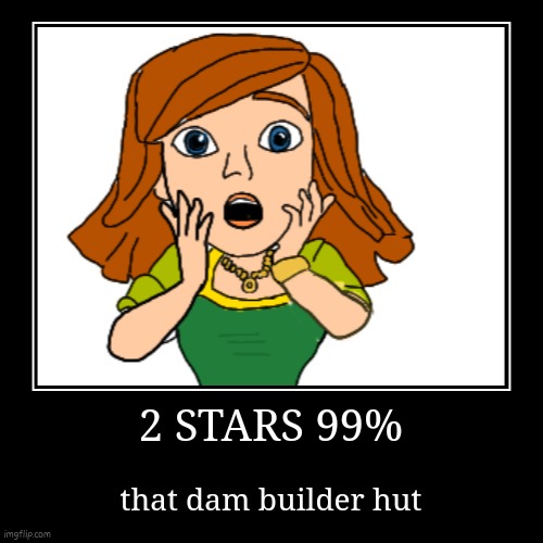 clash of clans mem | 2 STARS 99% | that dam builder hut | image tagged in clash of clans,funny,demotivationals | made w/ Imgflip demotivational maker