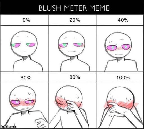 Make me blush y'all it's easy | image tagged in blush meter meme,msmg | made w/ Imgflip meme maker
