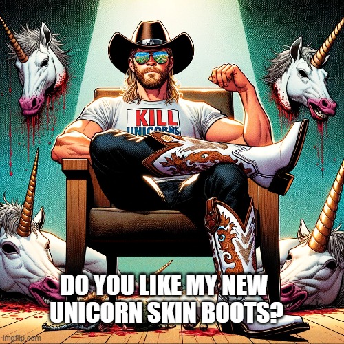 THOR unicorn hunter | DO YOU LIKE MY NEW 
UNICORN SKIN BOOTS? | image tagged in thor,unicorn,boots,skin | made w/ Imgflip meme maker