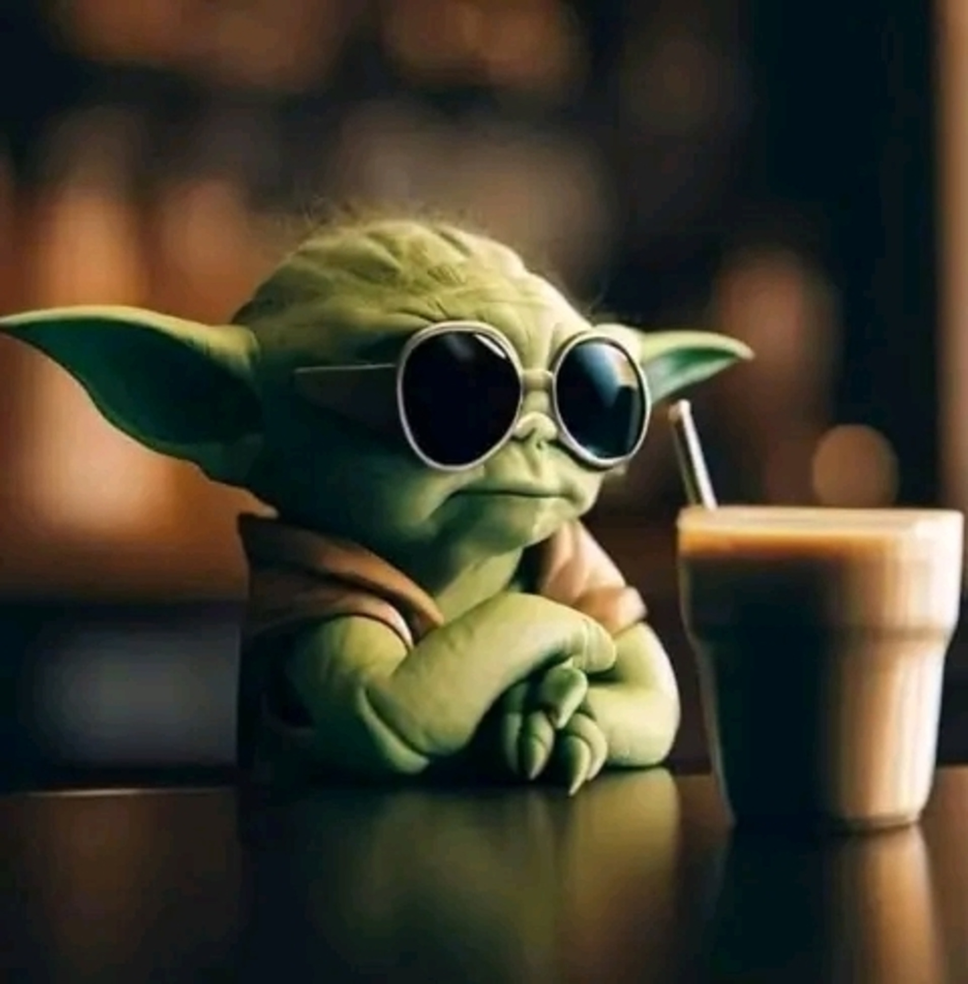 Gogu baby yoda tomando café drinking coffee Blank Meme Template