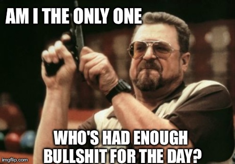 Am I The Only One Around Here Meme | AM I THE ONLY ONE WHO'S HAD ENOUGH BULLSHIT FOR THE DAY? | image tagged in memes,am i the only one around here | made w/ Imgflip meme maker
