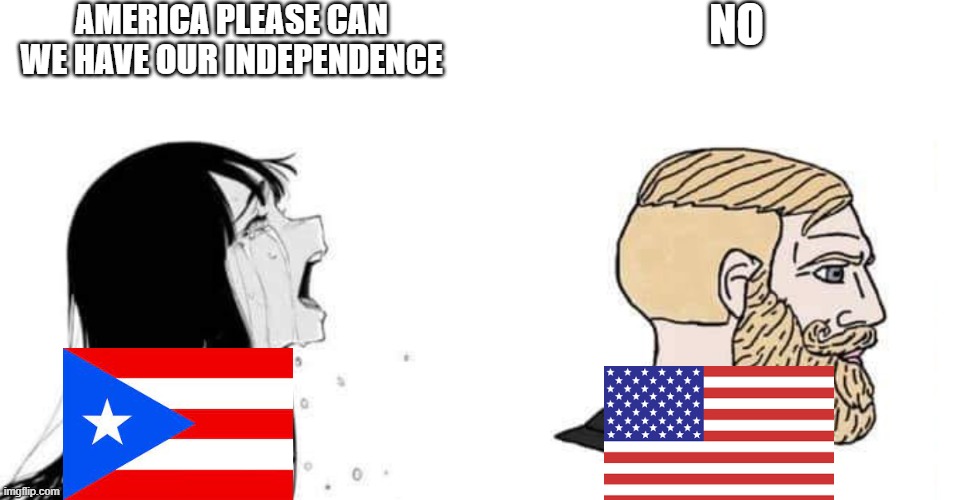 give it to them | AMERICA PLEASE CAN WE HAVE OUR INDEPENDENCE; NO | image tagged in babe please,usa | made w/ Imgflip meme maker