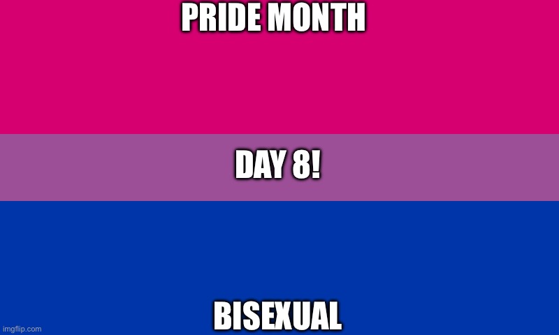 Bisexual | PRIDE MONTH; DAY 8! BISEXUAL | image tagged in bi flag | made w/ Imgflip meme maker