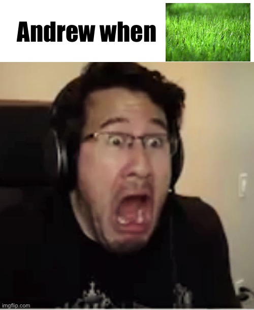 agrostiphobia | Andrew when | image tagged in horrified markiplier | made w/ Imgflip meme maker