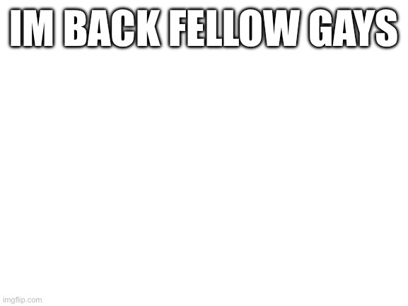 Pulled a Coryxkenshin on yall | IM BACK FELLOW GAYS | image tagged in blank white template | made w/ Imgflip meme maker