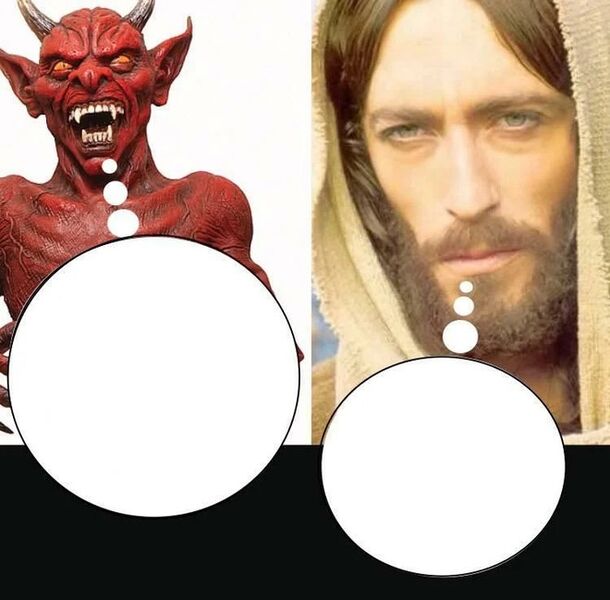 devil and jesus Blank Meme Template