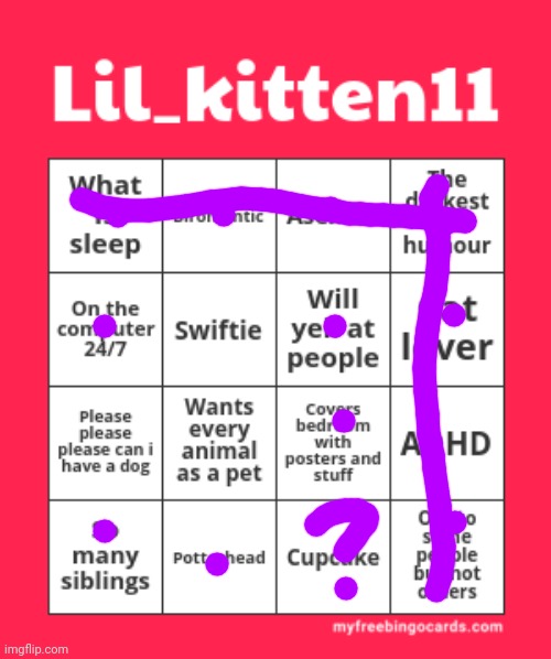 Lil_kitten11 bingo | image tagged in lil_kitten11 bingo | made w/ Imgflip meme maker