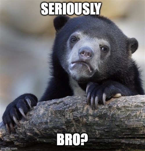 post 3 posts above | SERIOUSLY BRO? | image tagged in memes,confession bear,you have been eternally cursed for reading the tags | made w/ Imgflip meme maker