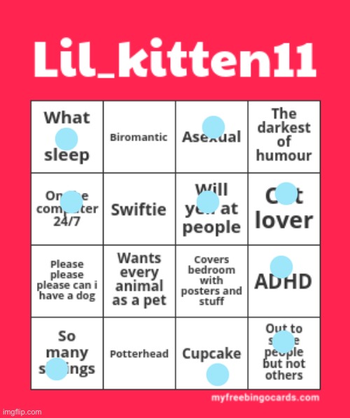I marked cupcake because I didn’t know the context but I like cupcakes | image tagged in lil_kitten11 bingo | made w/ Imgflip meme maker