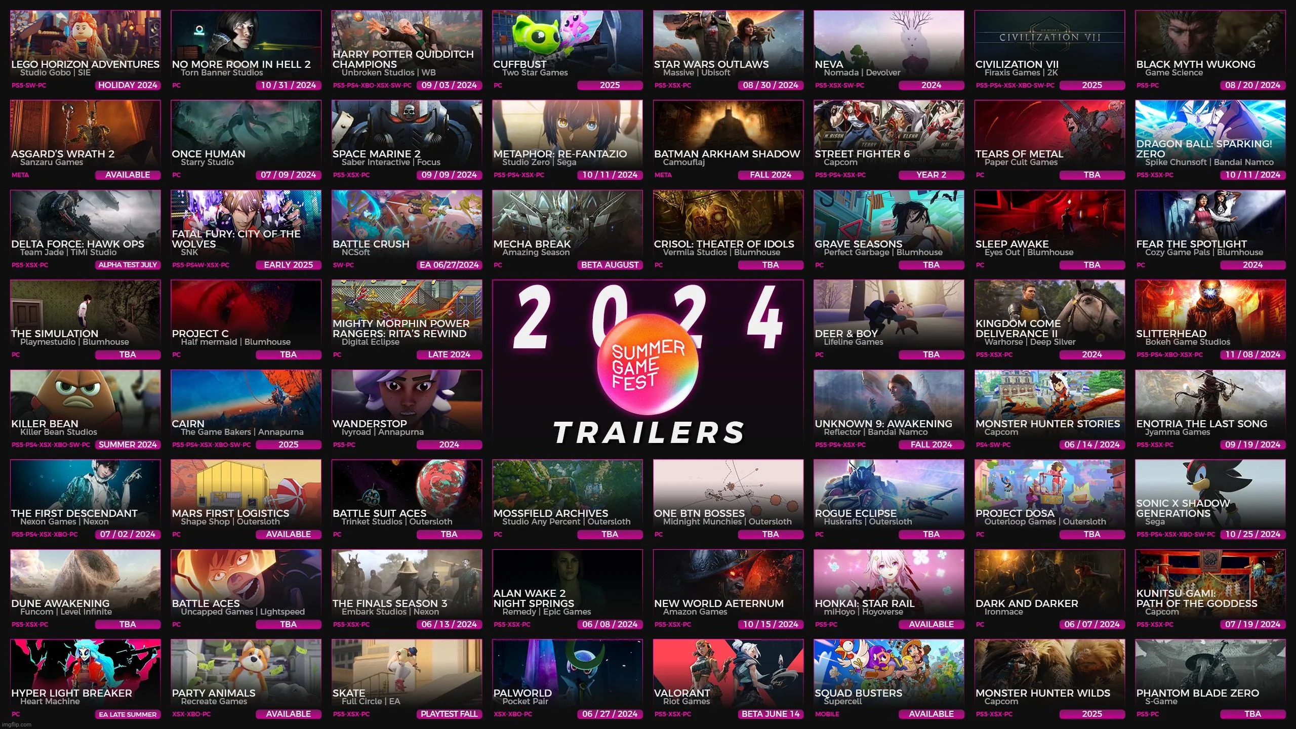 Everything announced at the summer games fest | image tagged in gaming,summer,games,fest,2024 | made w/ Imgflip meme maker