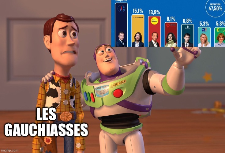 Eu French elections be like : | LES GAUCHIASSES | image tagged in memes,x x everywhere | made w/ Imgflip meme maker
