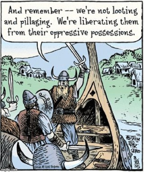 Disguising Language Doesn't Softens the Severity of the Crime | image tagged in vince vance,vikings,raid,cartoons,bizarro,comics | made w/ Imgflip meme maker