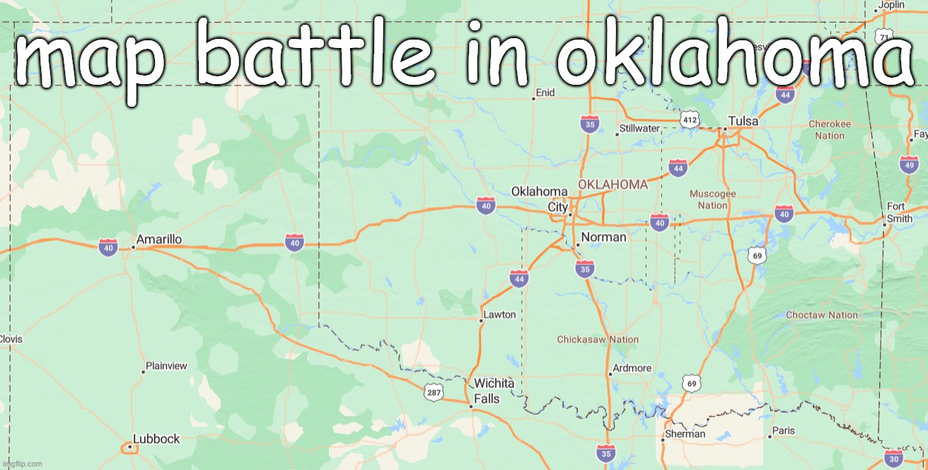 map battle in oklahoma | made w/ Imgflip meme maker