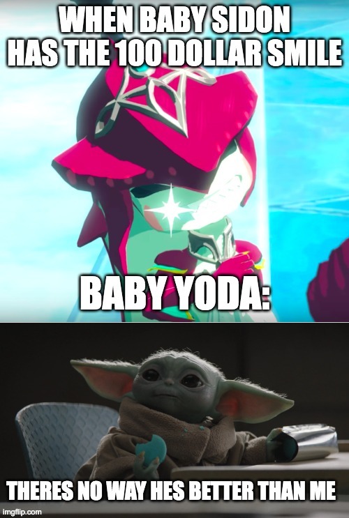 baby sidon (legend of zelda)vs baby yoda | image tagged in baby yoda | made w/ Imgflip meme maker