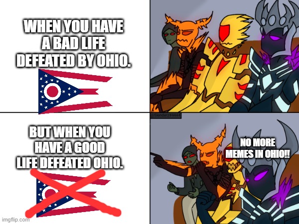 Meme about gamers | WHEN YOU HAVE A BAD LIFE DEFEATED BY OHIO. BUT WHEN YOU HAVE A GOOD LIFE DEFEATED OHIO. NO MORE MEMES IN OHIO!! | image tagged in memes,tower defense simulator,2024 | made w/ Imgflip meme maker