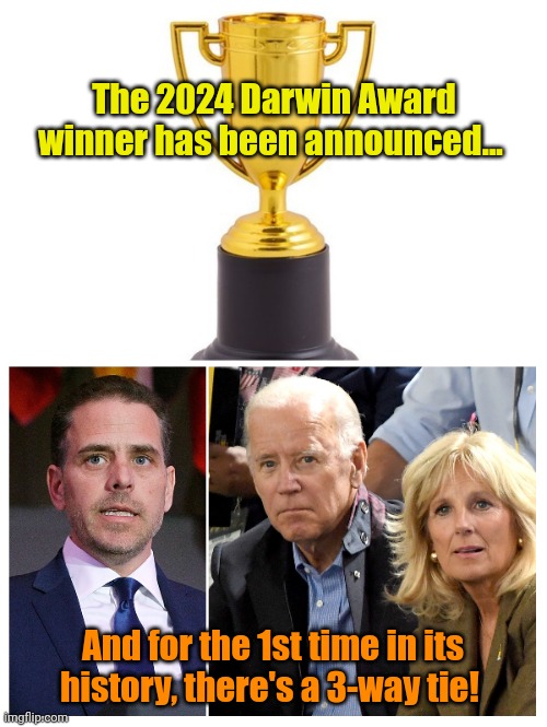 Coincidentally... There were 81,000,238 votes | The 2024 Darwin Award winner has been announced... And for the 1st time in its history, there's a 3-way tie! | made w/ Imgflip meme maker