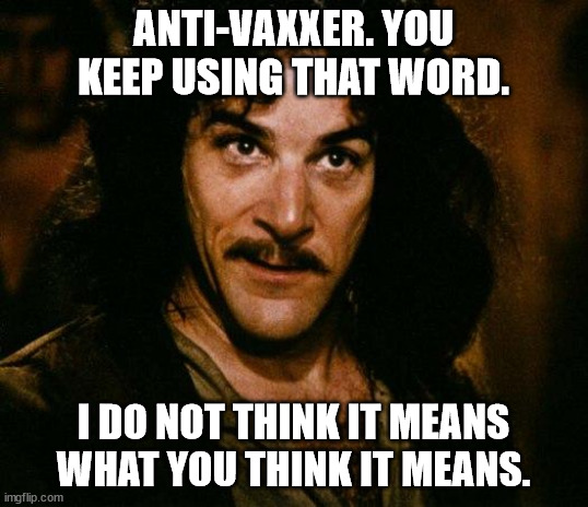 Inigo Montoya Meme | ANTI-VAXXER. YOU KEEP USING THAT WORD. I DO NOT THINK IT MEANS WHAT YOU THINK IT MEANS. | image tagged in memes,inigo montoya | made w/ Imgflip meme maker