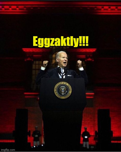 Biden Speech | Eggzaktly!!! | image tagged in biden speech | made w/ Imgflip meme maker
