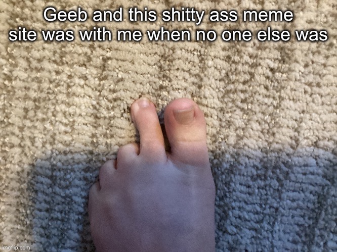 IcyXD FEET!!! v3 | Geeb and this shitty ass meme site was with me when no one else was | image tagged in icyxd feet v3 | made w/ Imgflip meme maker