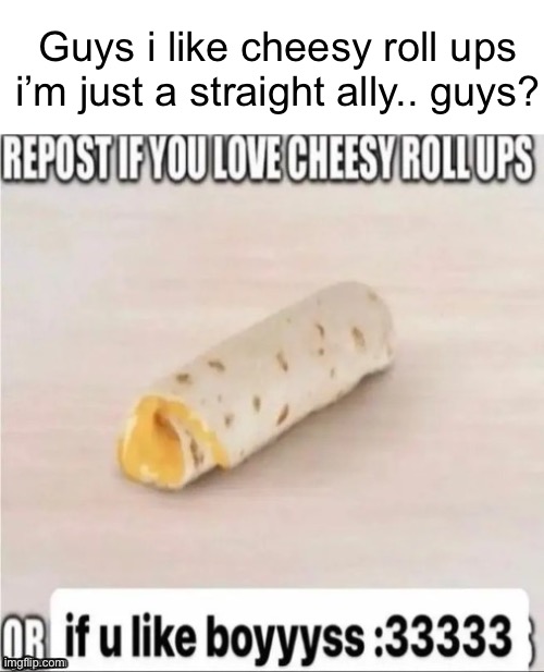 I PROMISE YOU OFFICER | Guys i like cheesy roll ups i’m just a straight ally.. guys? | image tagged in repost if you | made w/ Imgflip meme maker