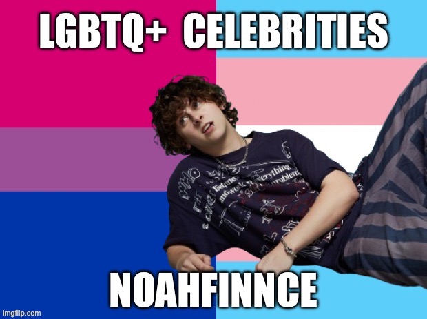 LGBTQ+ Celebrities: Noahfinnce | image tagged in lgbtq,bisexual,transgender,youtube,noahfinnce | made w/ Imgflip meme maker