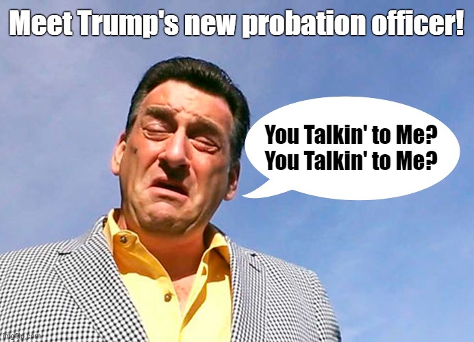 Convicted felon Donald Trump to meet with probation officer today! | Meet Trump's new probation officer! You Talkin' to Me?
You Talkin' to Me? | image tagged in donald trump,convicted felon,probation officer,you talkin to me,robert de niro | made w/ Imgflip meme maker