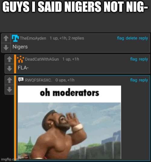 GUYS I SAID NIGERS NOT NIG- | made w/ Imgflip meme maker