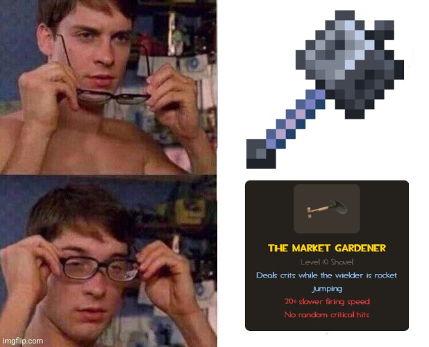 when the minecraft is tf2 | image tagged in spiderman glasses,memes,funny,minecraft,tf2 | made w/ Imgflip meme maker