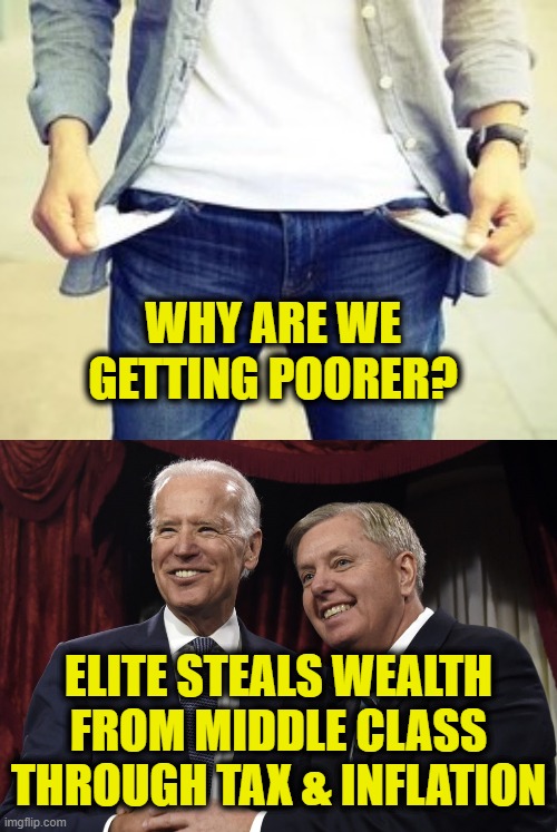 Uniparty Scam | WHY ARE WE
GETTING POORER? ELITE STEALS WEALTH
FROM MIDDLE CLASS
THROUGH TAX & INFLATION | image tagged in establishment | made w/ Imgflip meme maker