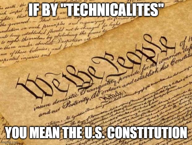 Constitution | IF BY "TECHNICALITES" YOU MEAN THE U.S. CONSTITUTION | image tagged in constitution | made w/ Imgflip meme maker