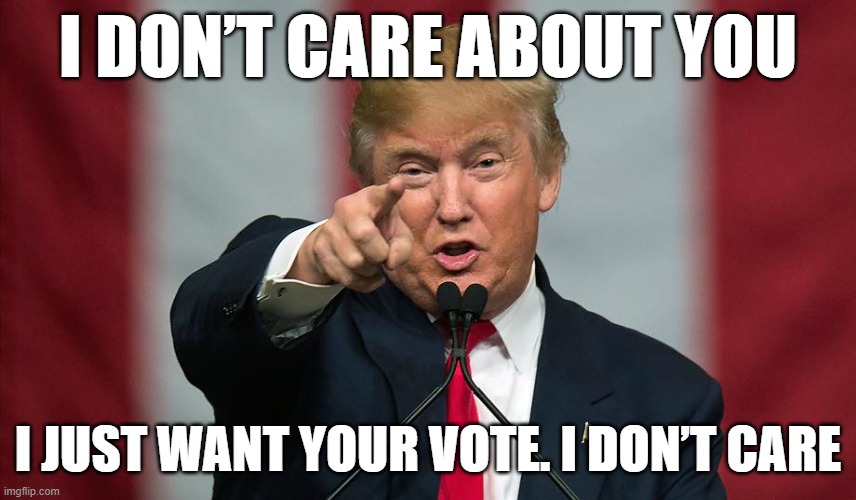 i wish the media would stop taking trumps words out of context. it's not what he meant . . . LOL | I DON’T CARE ABOUT YOU; I JUST WANT YOUR VOTE. I DON’T CARE | image tagged in donald trump birthday | made w/ Imgflip meme maker