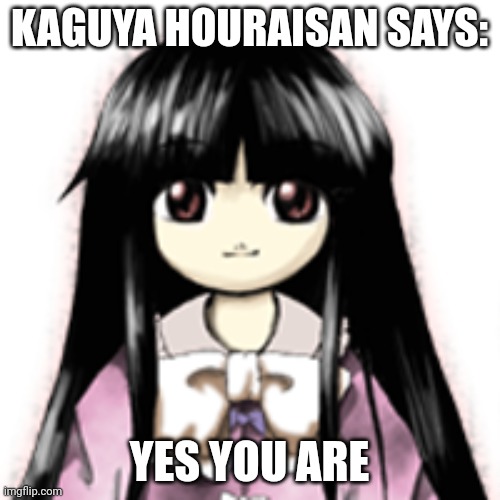 Kaguya Stare | KAGUYA HOURAISAN SAYS: YES YOU ARE | image tagged in kaguya stare | made w/ Imgflip meme maker