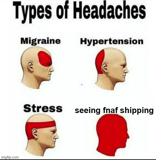 Types of Headaches meme | seeing fnaf shipping | image tagged in types of headaches meme | made w/ Imgflip meme maker