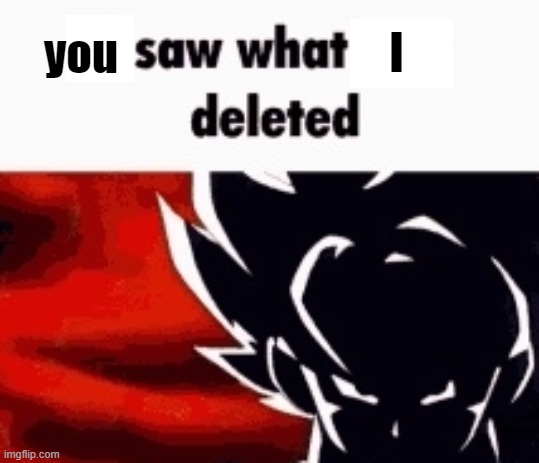 i saw what you deleted | I; you | image tagged in i saw what you deleted | made w/ Imgflip meme maker