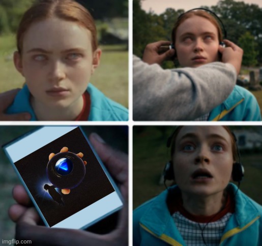She's Listening to "End of Beginning" | image tagged in max's favorite song,netflix,stranger things,music | made w/ Imgflip meme maker