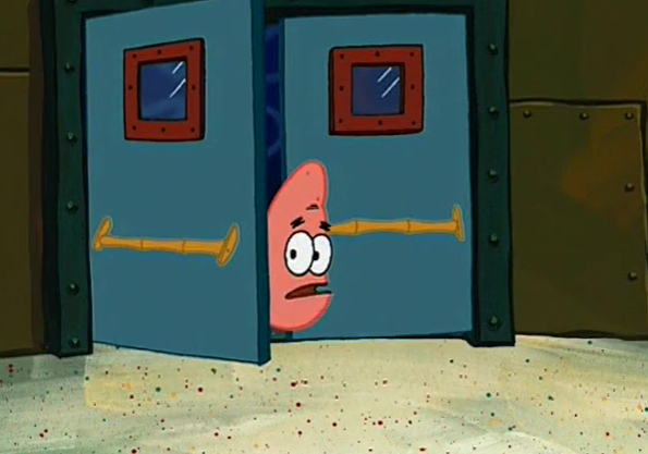 Patrick menacingly watches Blank Meme Template