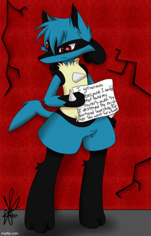 lmao bro must have severe separation anxiety. | image tagged in pokemon,lucario | made w/ Imgflip meme maker