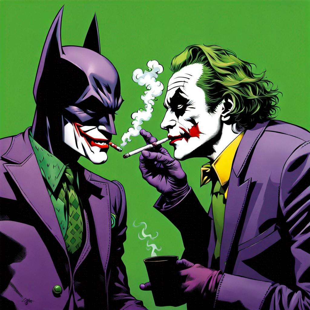 High Quality joker smoking a joint with joker batman Blank Meme Template